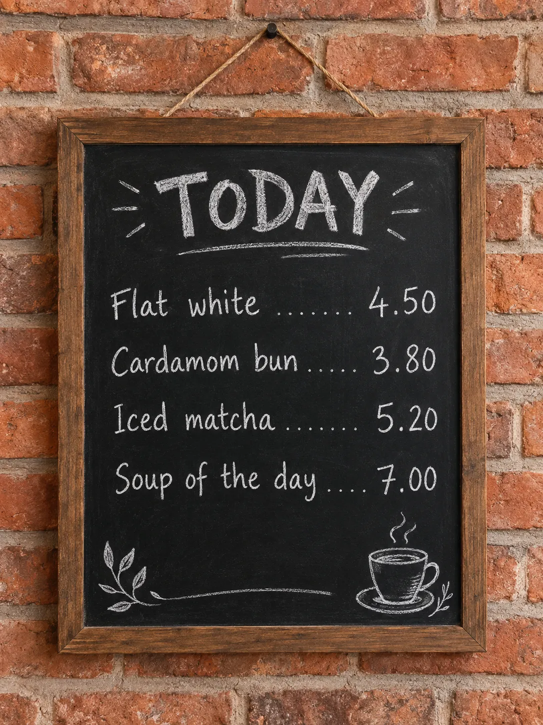 A chalkboard menu with four prices, made with GPT Image 2.5