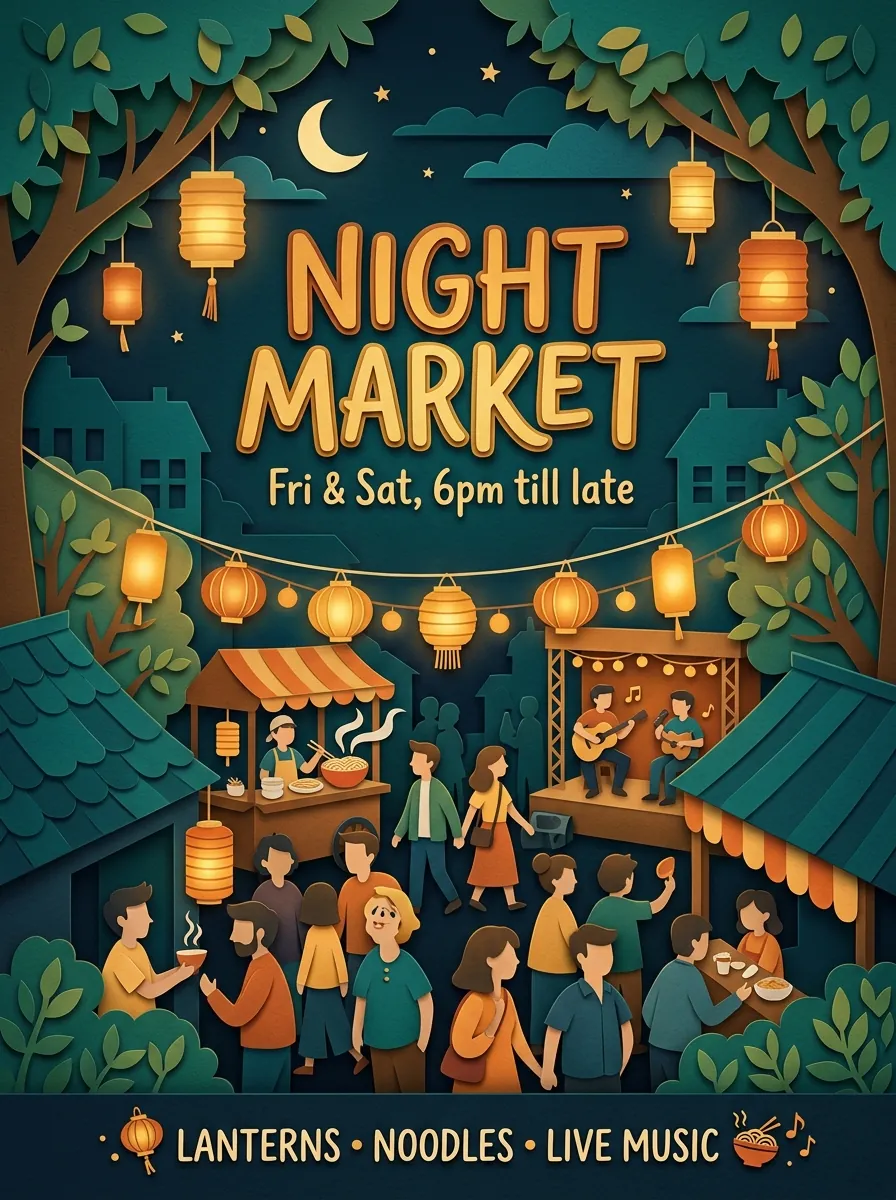 Night market poster by Nano Banana 2.1